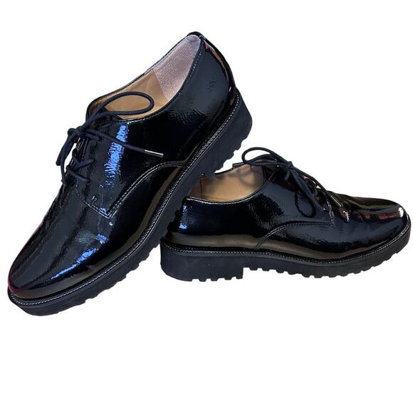 Franco Sarto Conroe Oxfords Chunky Lug Platform | Black Patent | Womens‎ 9.5M - Picture 1 of 11